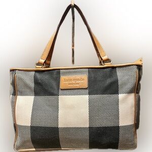 Vintage Kate Spade Plenty gingham large canvas tote